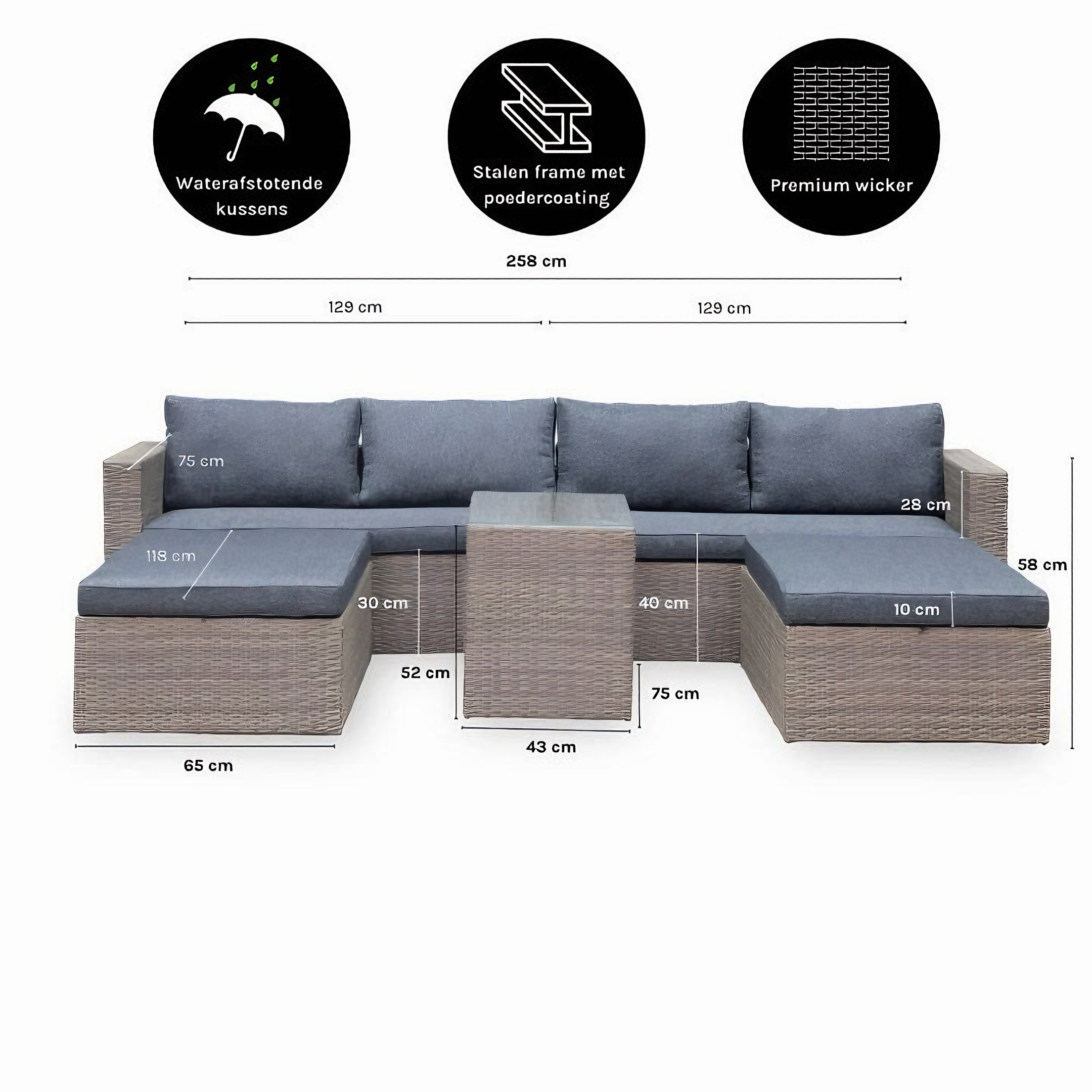 Rattan Loungeset · 6-Sitzer